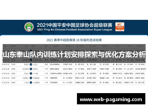 山东泰山队内训练计划安排探索与优化方案分析